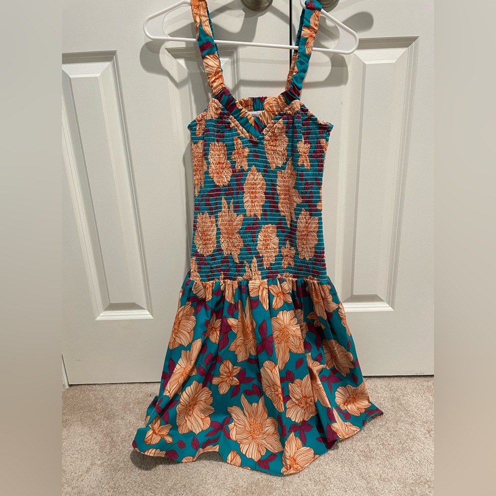 Floral Printed Drop Waist Smocked Dress Size 8 Designer NOT FOR SALE - Picture 6 of 9